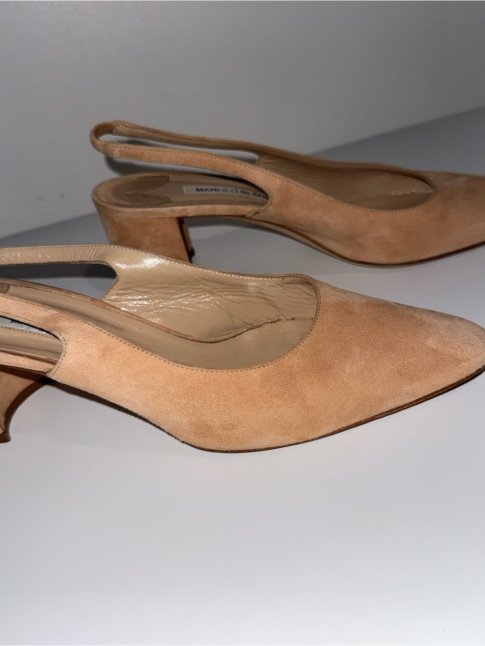 Manolo Blahnik Allurasa slingback block heels nude side 38.5 - Picture 3 of 11